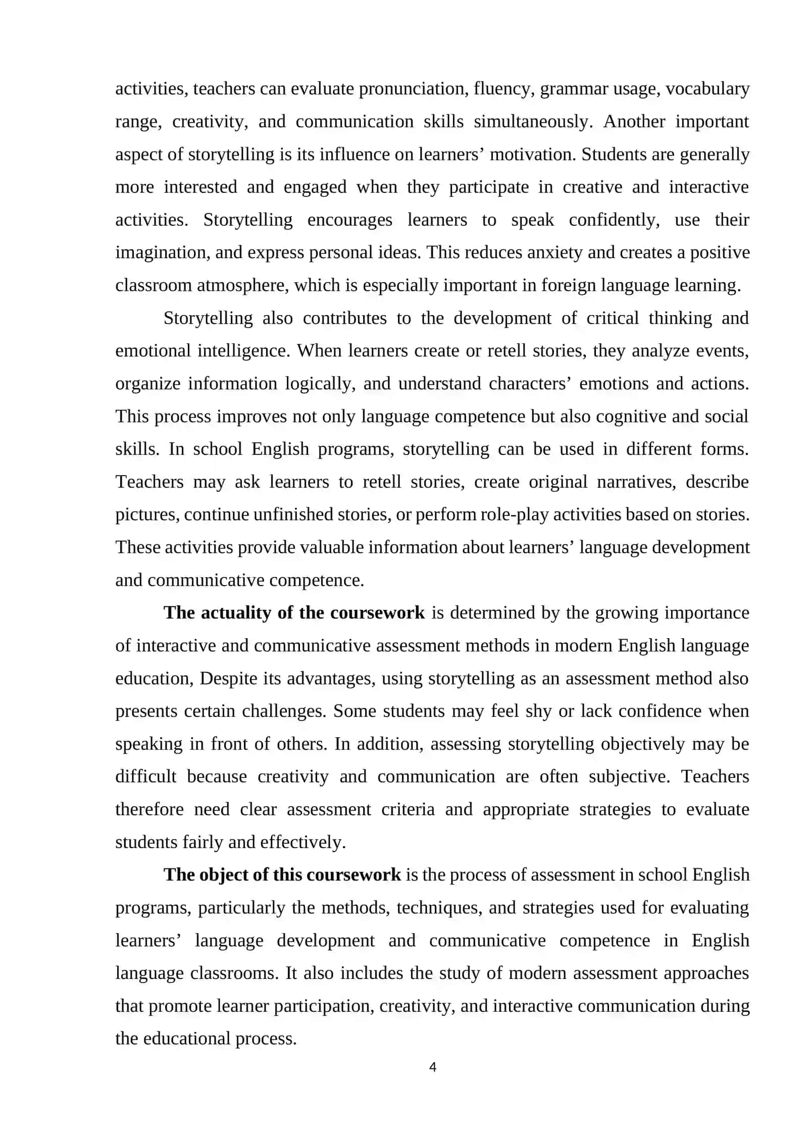 THE USE OF STORYTELLING AS AN ASSESSMENT METHOD IN SCHOOL ENGLISH PROGRAMS 4