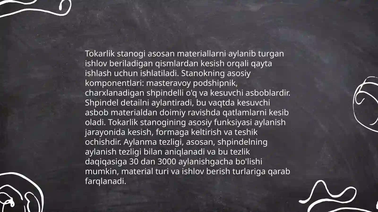 Tokarlik vinqirqish stanogining tuzilishi va vazifasi 4