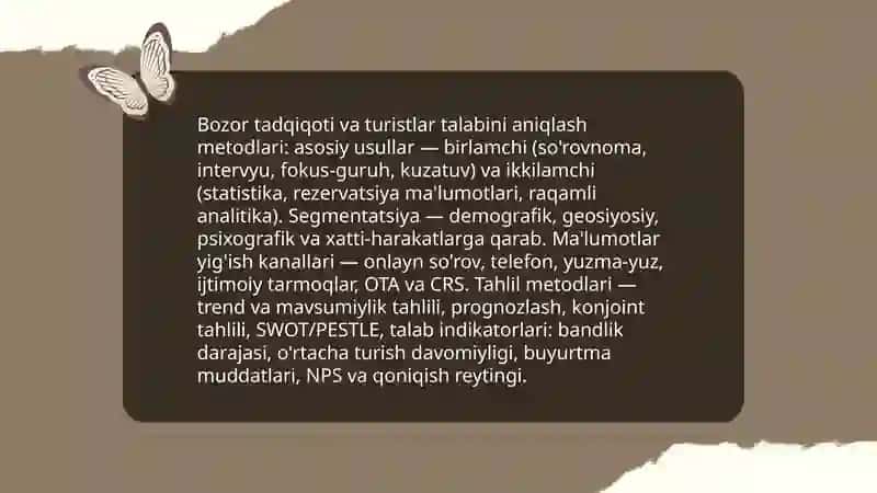 Turizm turlarini ishlab chiqish texnologiyasi 4