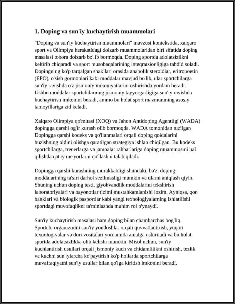 Doping va sun'iy kuchaytirish muammolari 4