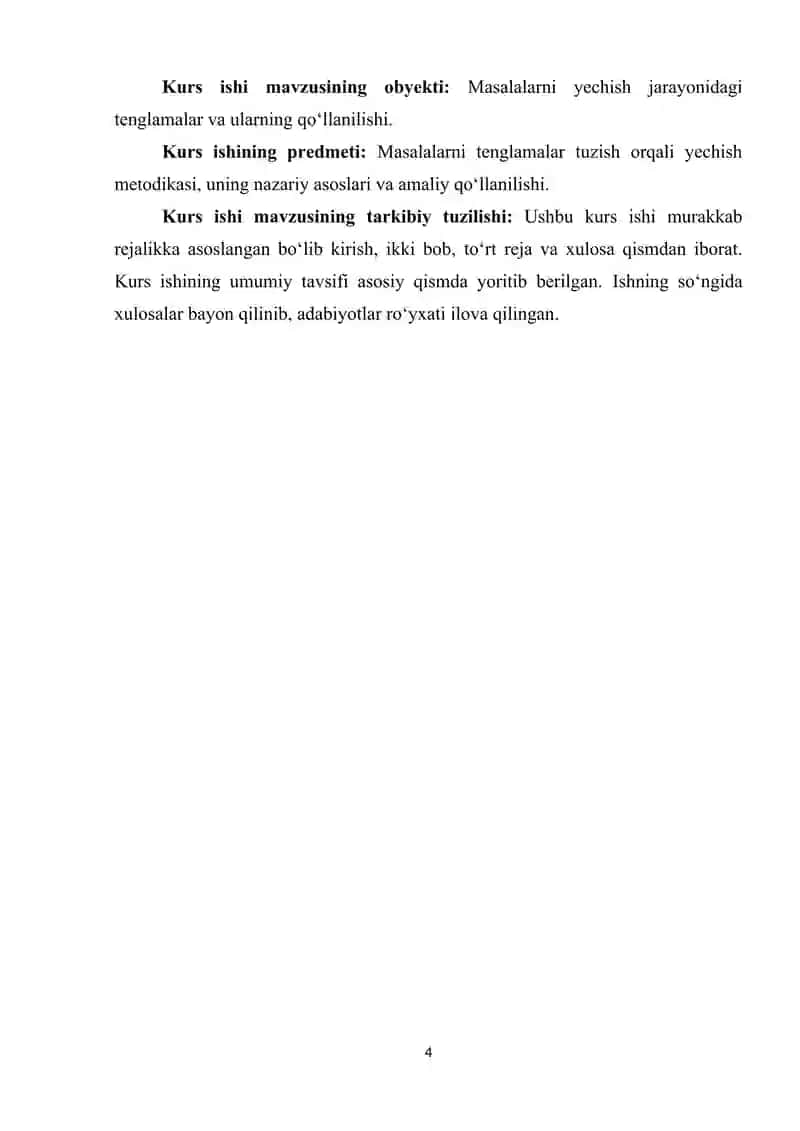 Masalalarni tenglamalar tuzish orqali yechish metodikasi 4