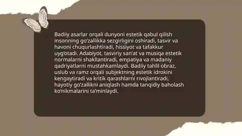 Estetik idrok va Badiiy asarlar 4