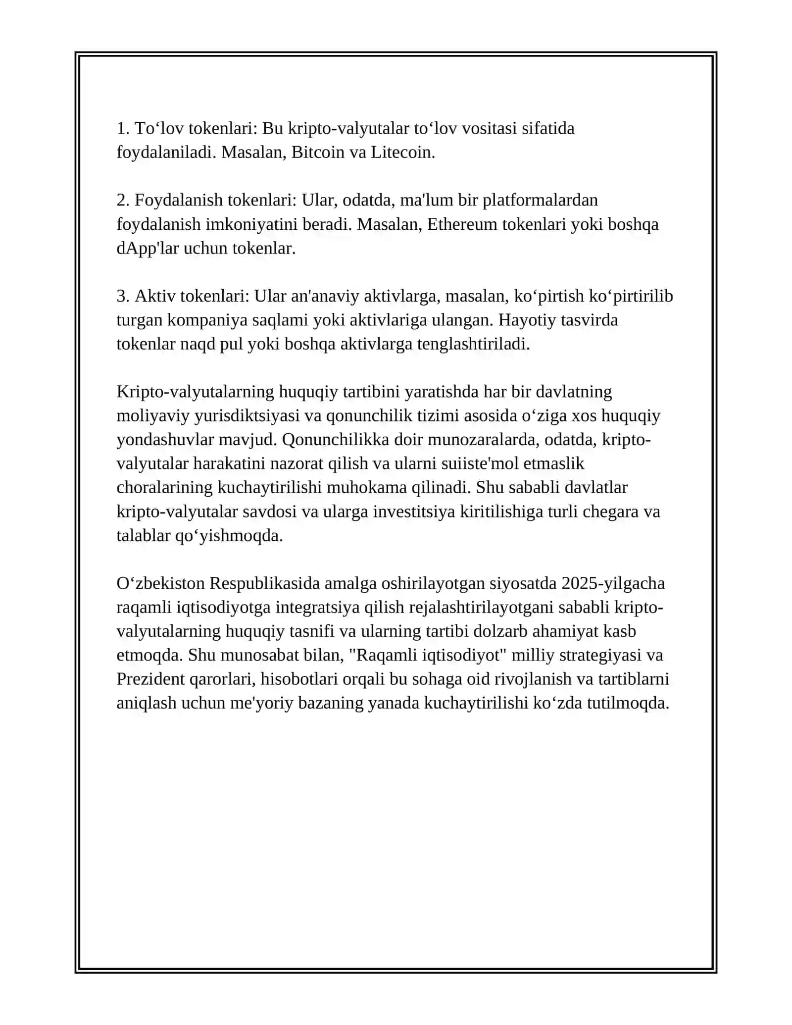 KRIPTA VALYUTANING XUQUQIY VA MEʼYORIY ASOSLARI 4