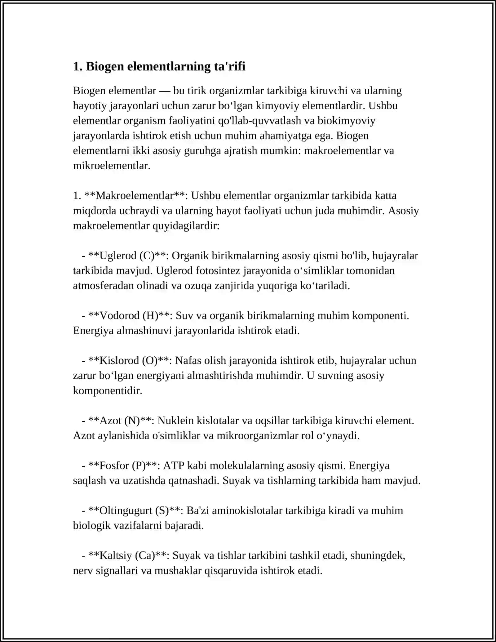 BIOGEN ELEMENTLAR HAQIDA TUWUNCHA S-, P-,D-ELEMENTLARNING FIZIKAVIY VA KIMYOVIY XOSSALARI 4