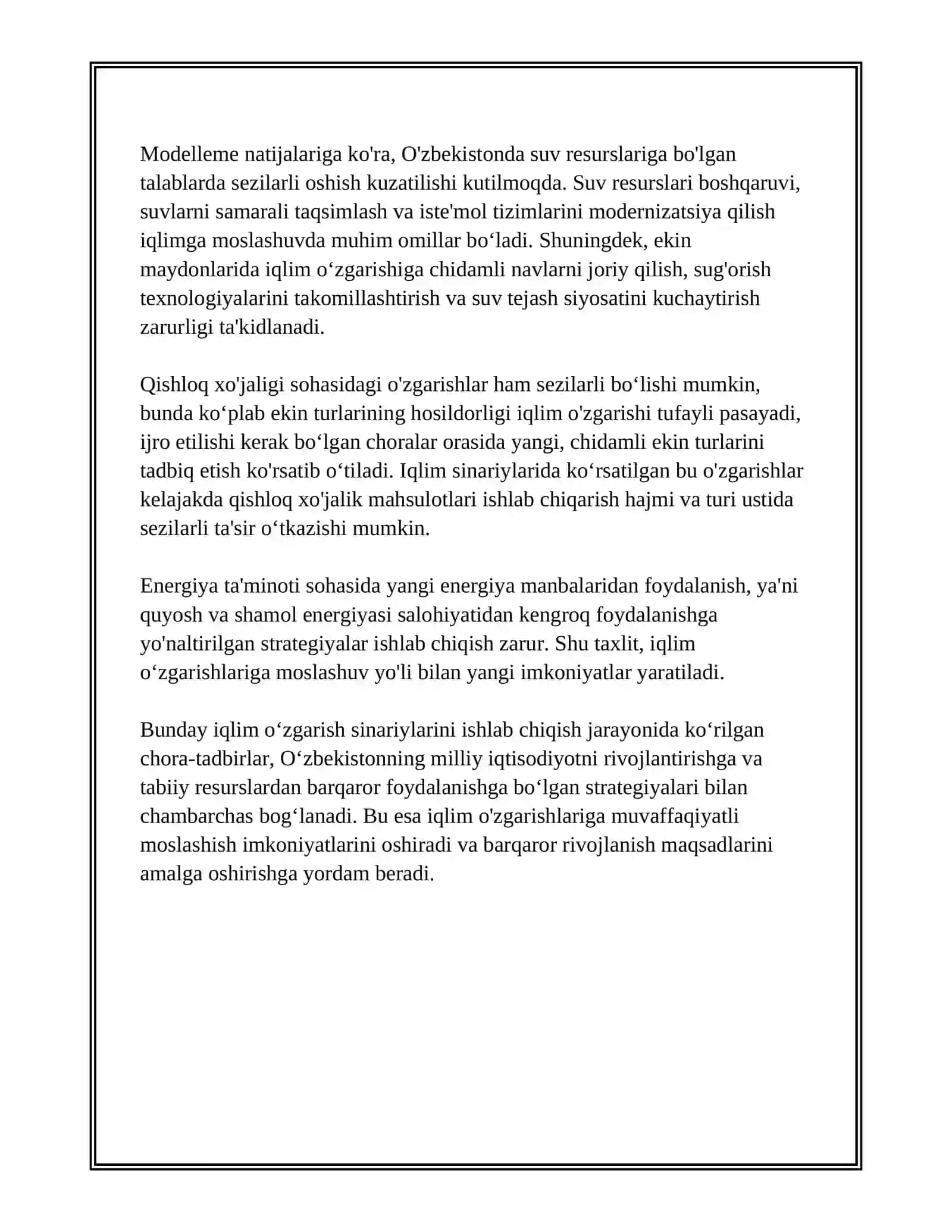 IQLIM SINARIYLARI VA OʻZBEKISTONGA MOSLASHTIRISH 4