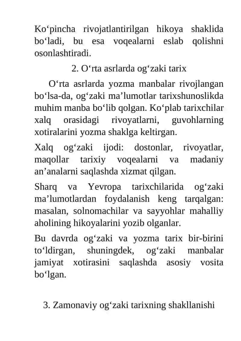 Og‘zaki tarix usulining shakllanishi va rivojlanishi 4