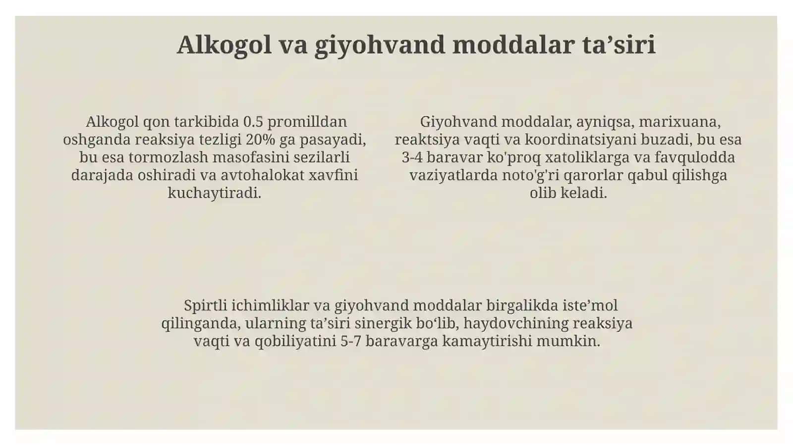 Avtomobil tezligi va idrokning oʻzaro bogʻliqligi 4