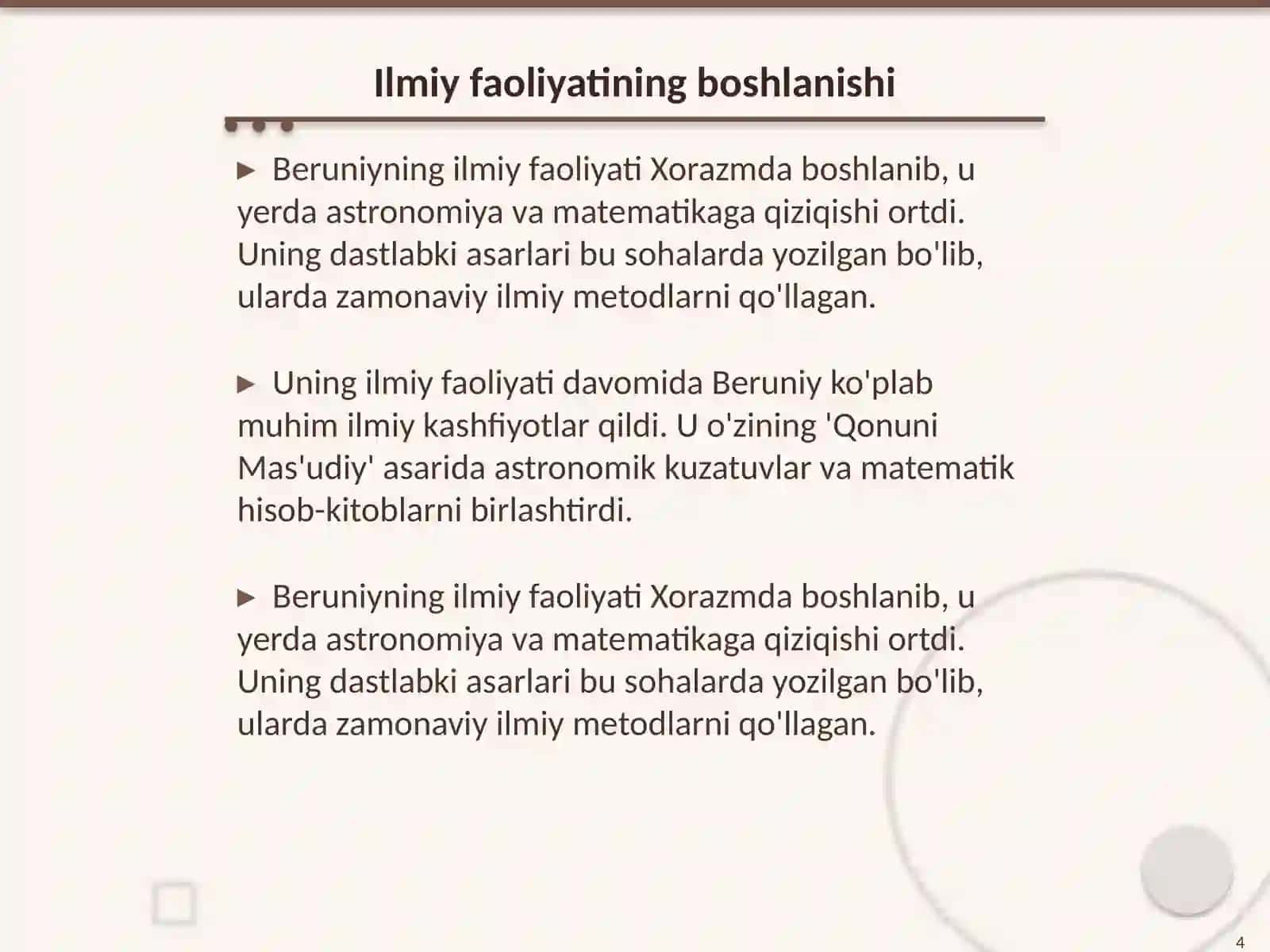 Abu Rayhon Beruniyning tabiiy-ilmiy va falsafiy qarashlari 4