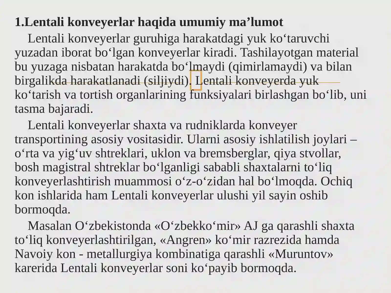 Lentalikonveyerlarni bo'laklargabo'lish va nosoz qismlargatexnik xizmat ko'rsatish 4