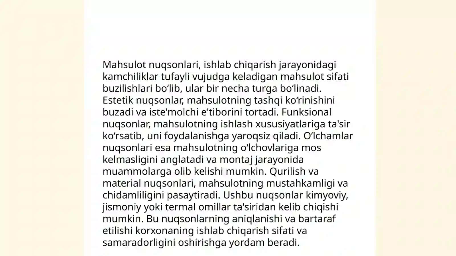 O‘tuvchi o‘zgartirgichlarni mahsulot nuqsonlariga sezgirligini aniqlash 4