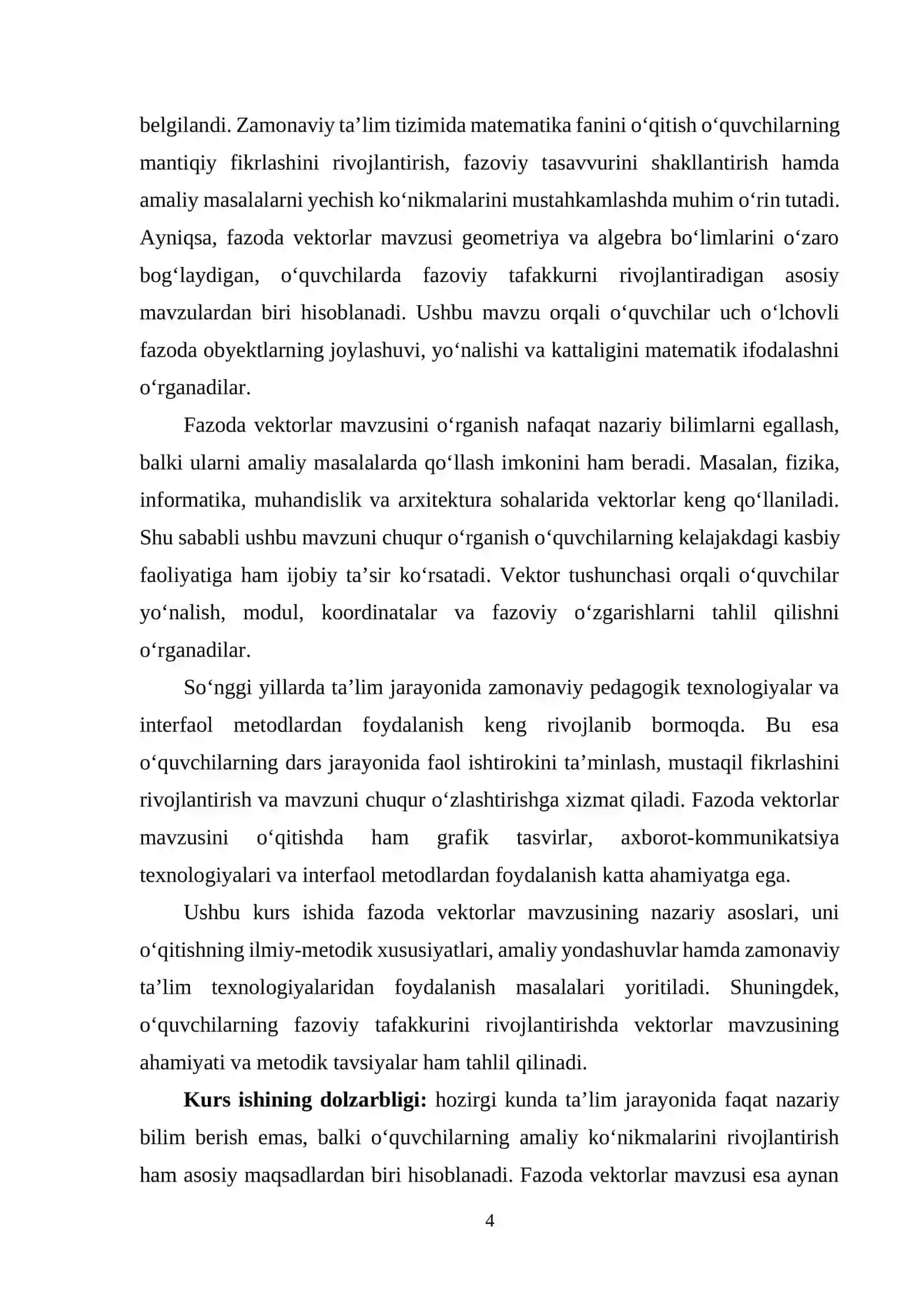 Umumiy oʻrta taʼlim maktablarida fazoda vektorlarni oʻqitish metodikasi 4