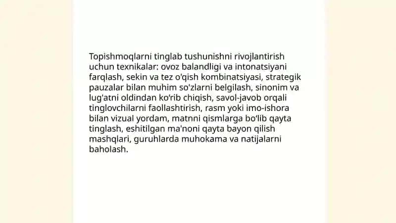 Topishmoq tez aytish maqol janiridagi asarlarni oʻqish metodikasi 4