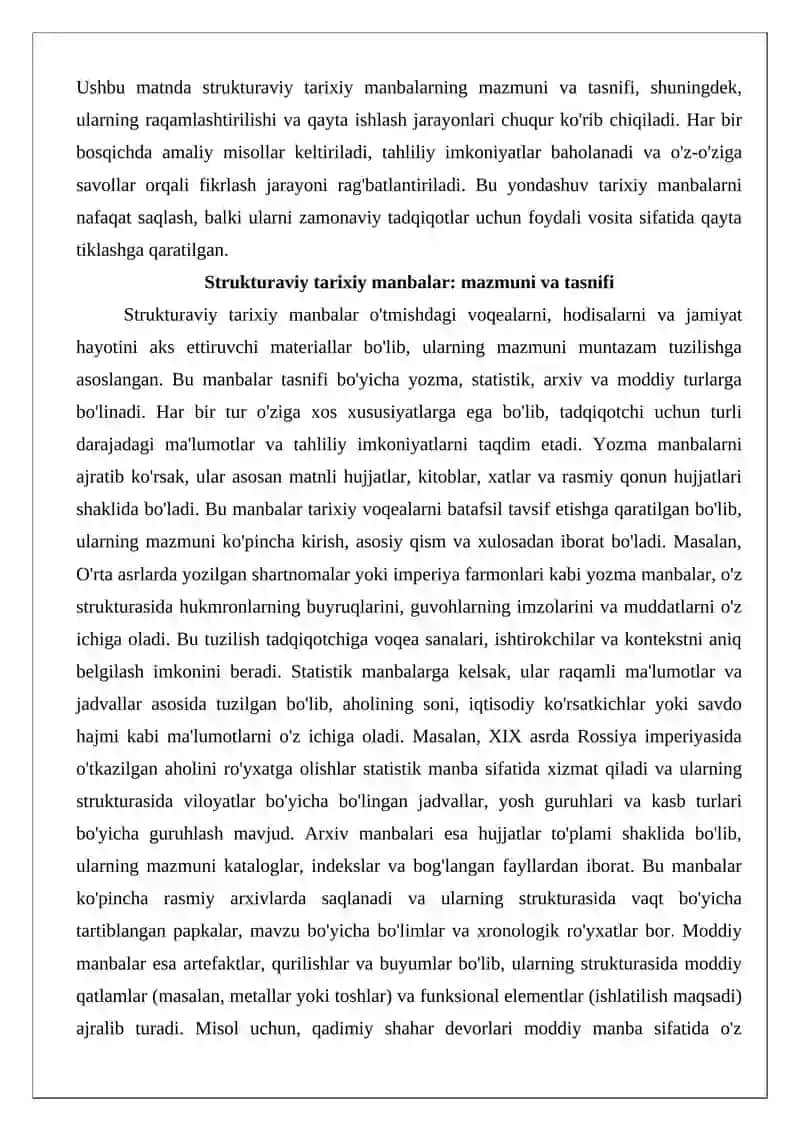 Strukturaviy tarixiy manbalarni qayta ishlash va tahlil qilish 4