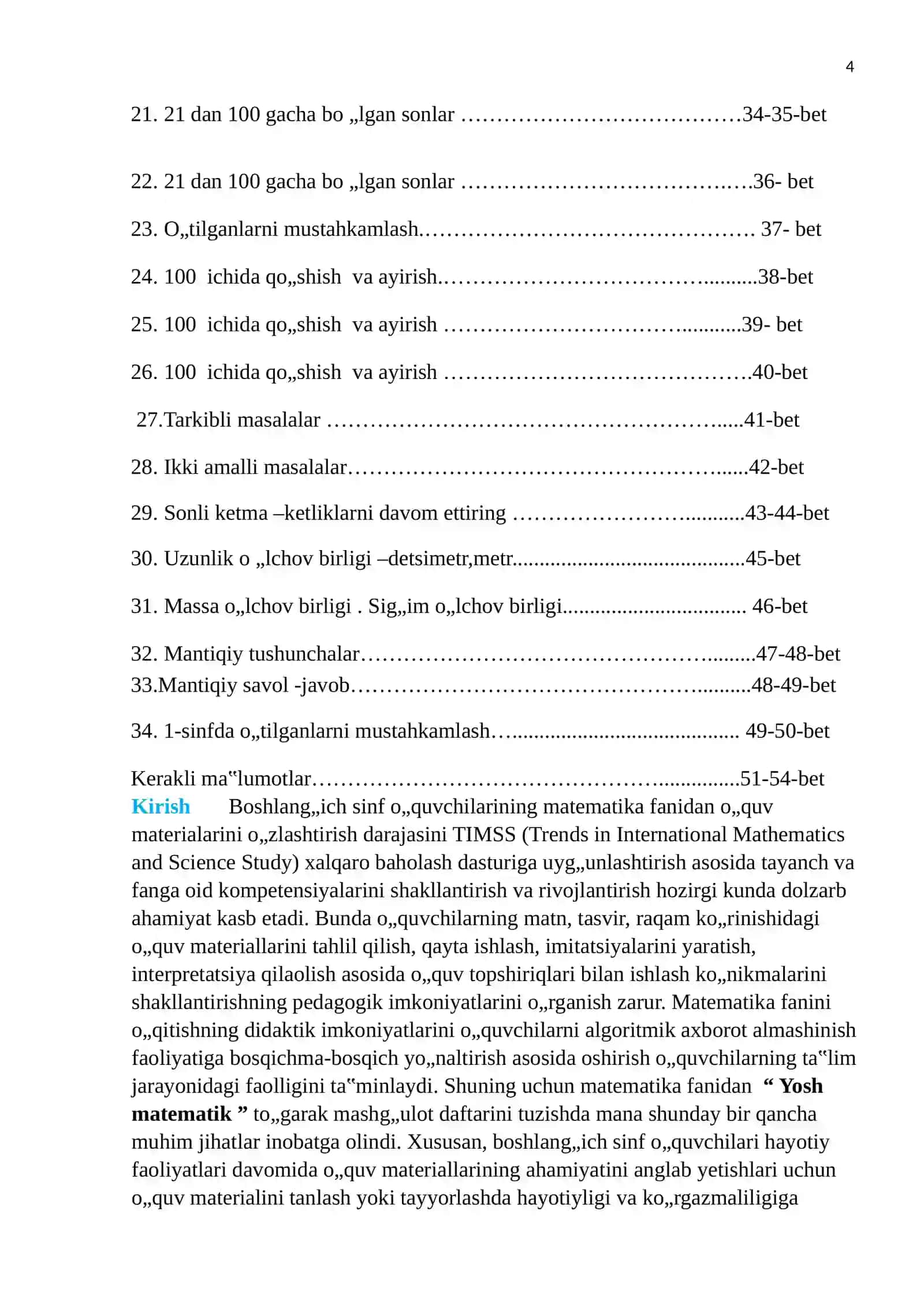 Umumiy o„rta ta‟lim maktabining sinf o„quvchisi 4