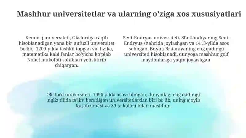 Buyuk Britaniya davlati haqida, qiziqarli faktlar va davlatdagi ta'lim tizimi 4