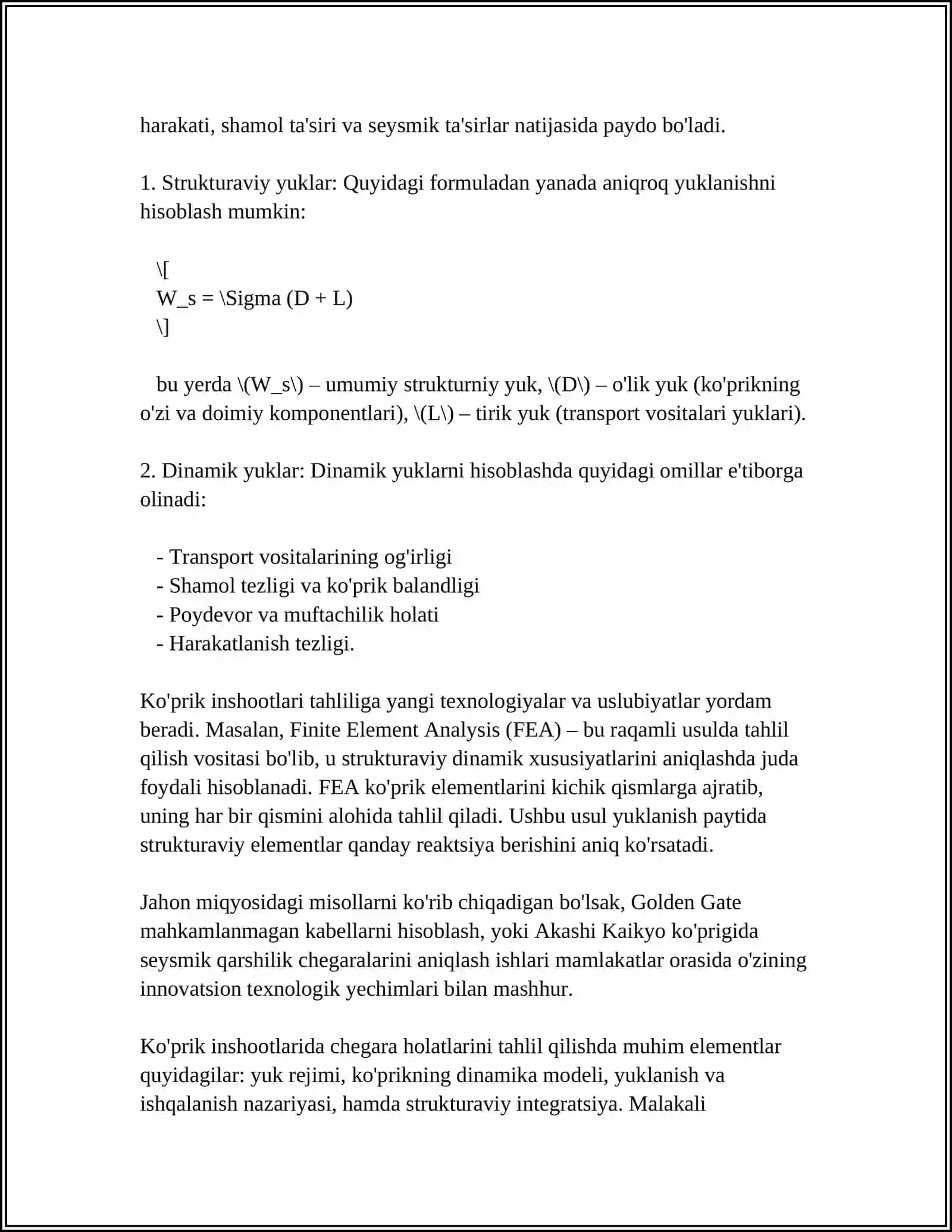 KO‘PRIK INSHOOTLARINI CHEGARA HOLATLARINI BIRINCHI GURUHI BOYICHA HISOBLASH 4