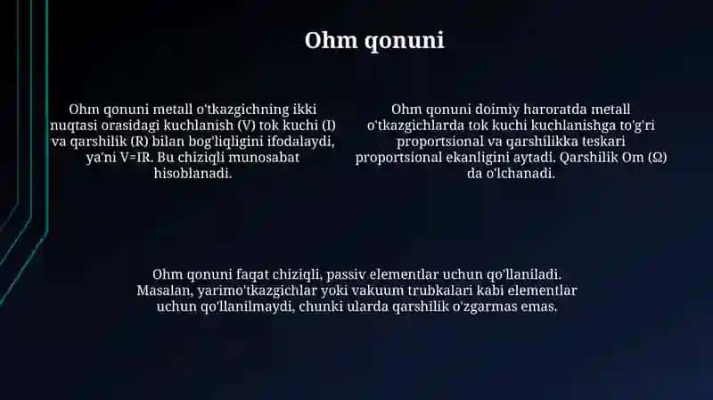 Elektr Zanjiri Asosi Qonunlari 4
