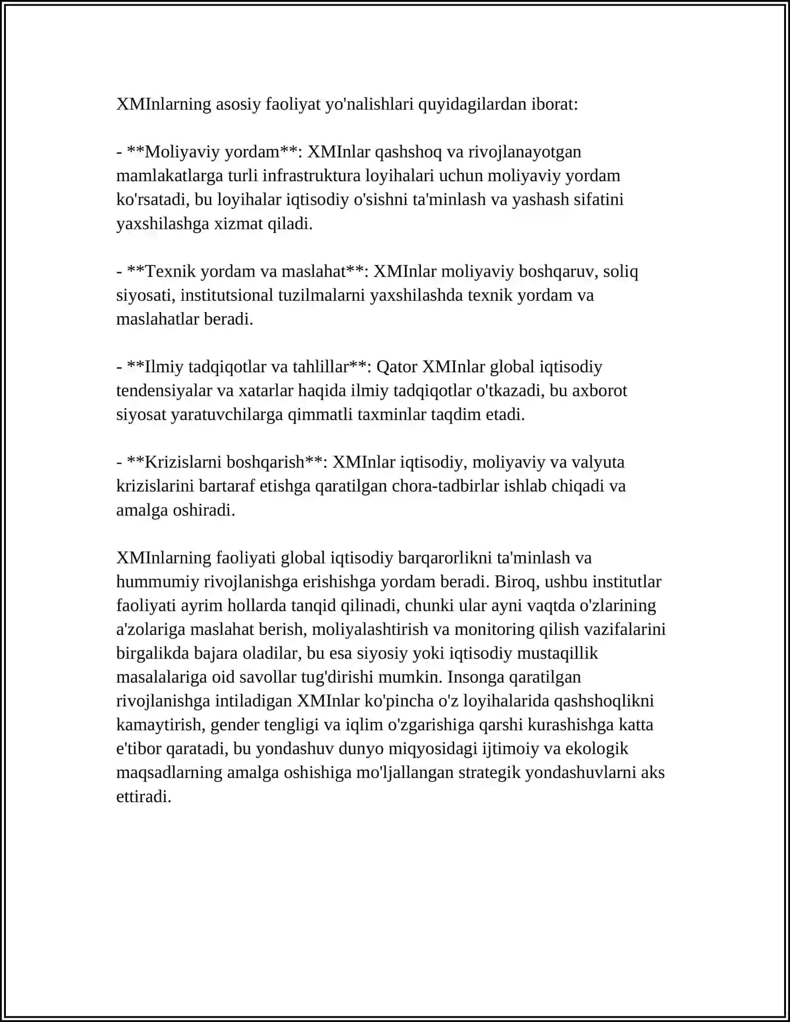 Xalqaro moliyaviy institutlar: IMF Jahon Banki 4