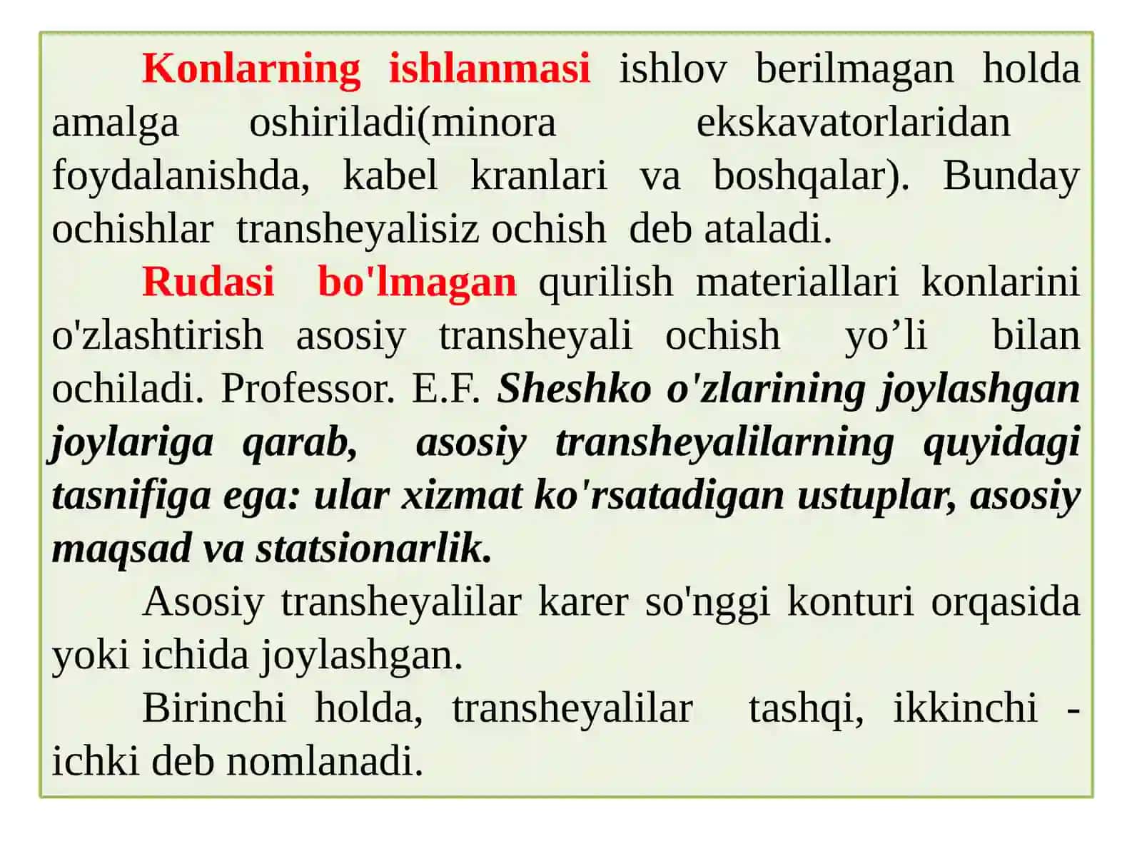 Noruda qurilish foydali qazilma konlarini ochiq usulda qazib olish to‘g‘risida malumotlar 4