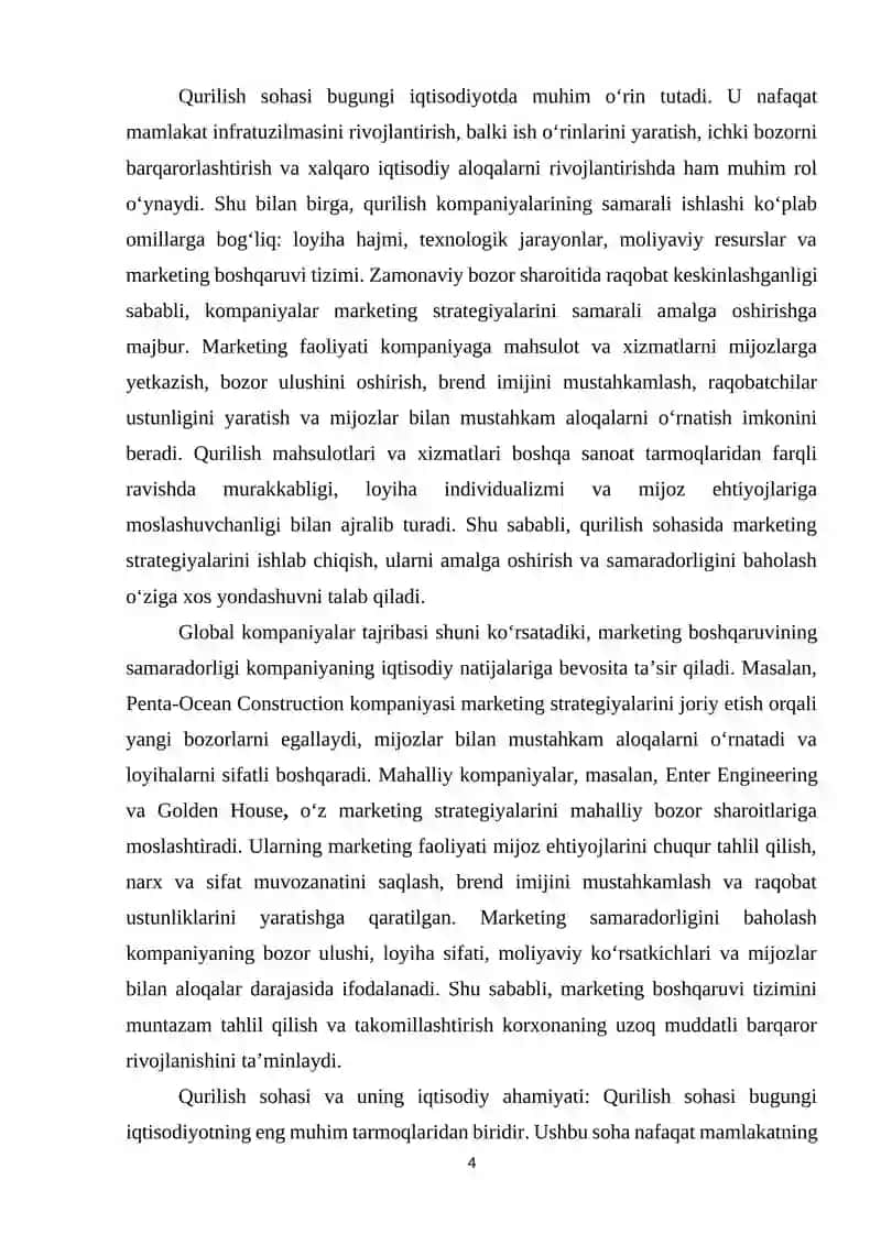 Qurilish korxonalarida marketing boshqaruvi va raqobat ustunliklari 4