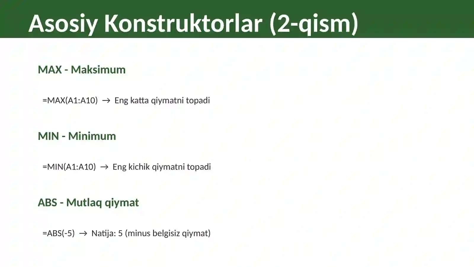 EXCELDA KONSTRUKTORLAR 4
