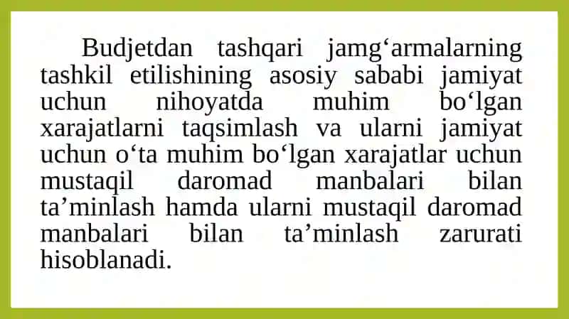 Investitsiya loyihalarini moliyalashtirishda byudjetdan tashqari jamg‘armalarning o‘rniva ahamiyati 4