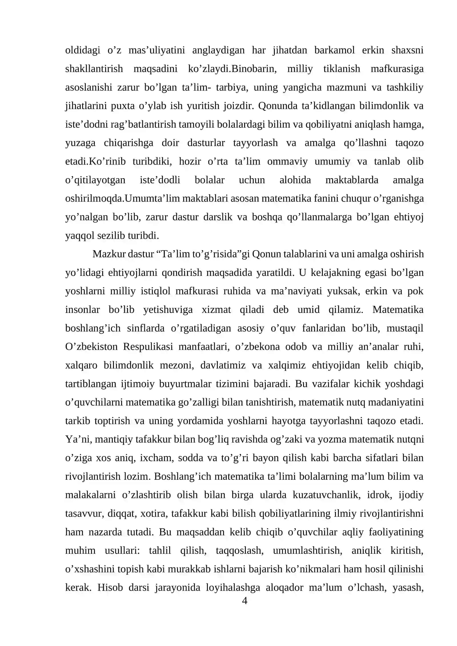 : Ikkinchi sinfda  matematikadan amaliy ishlar va ularni  tashkil qilish metodikasi. kurs ishi 4