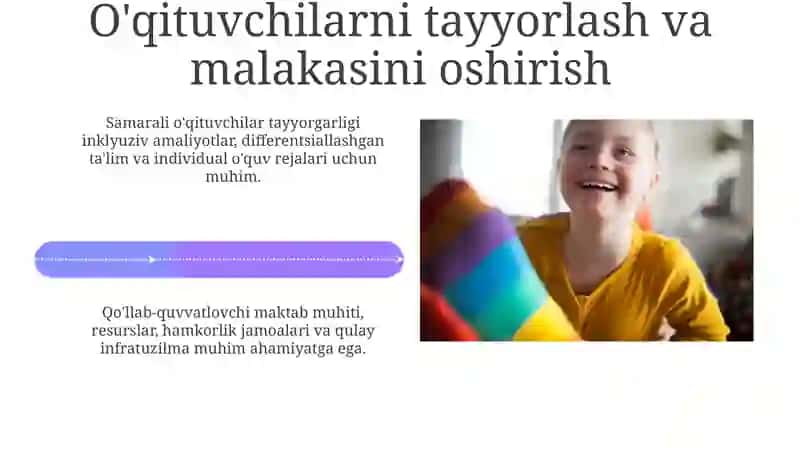 Alohida yordamga muhtoj bolani samarali inklyuziyasi uchun ichki sharoitlar 4