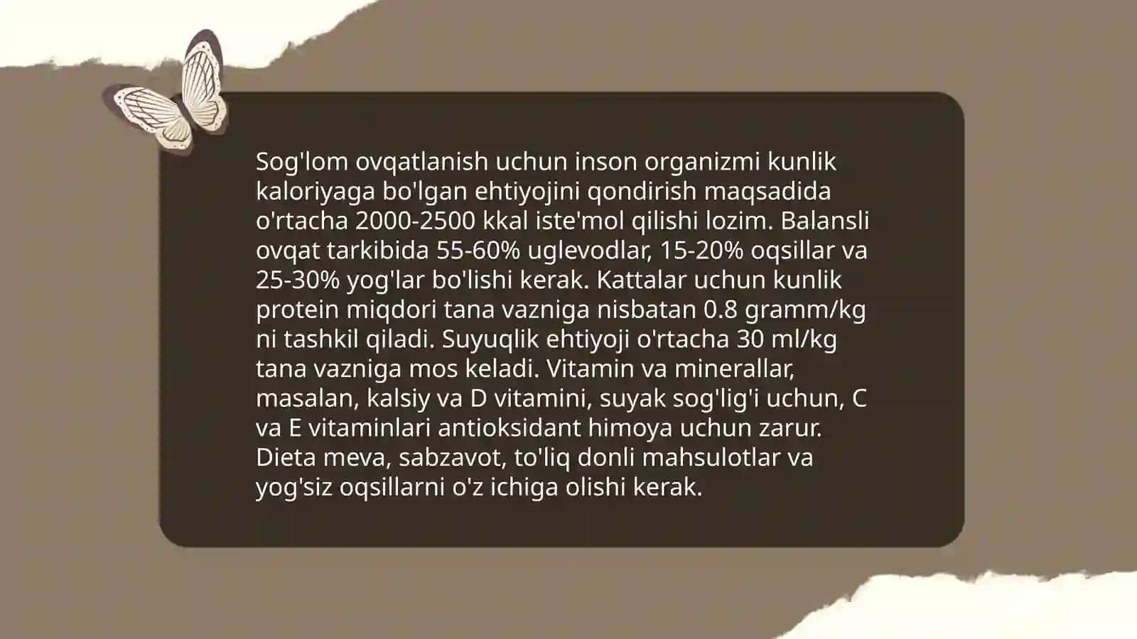 Ovqatlanishning fiziologik me'yorlari 4