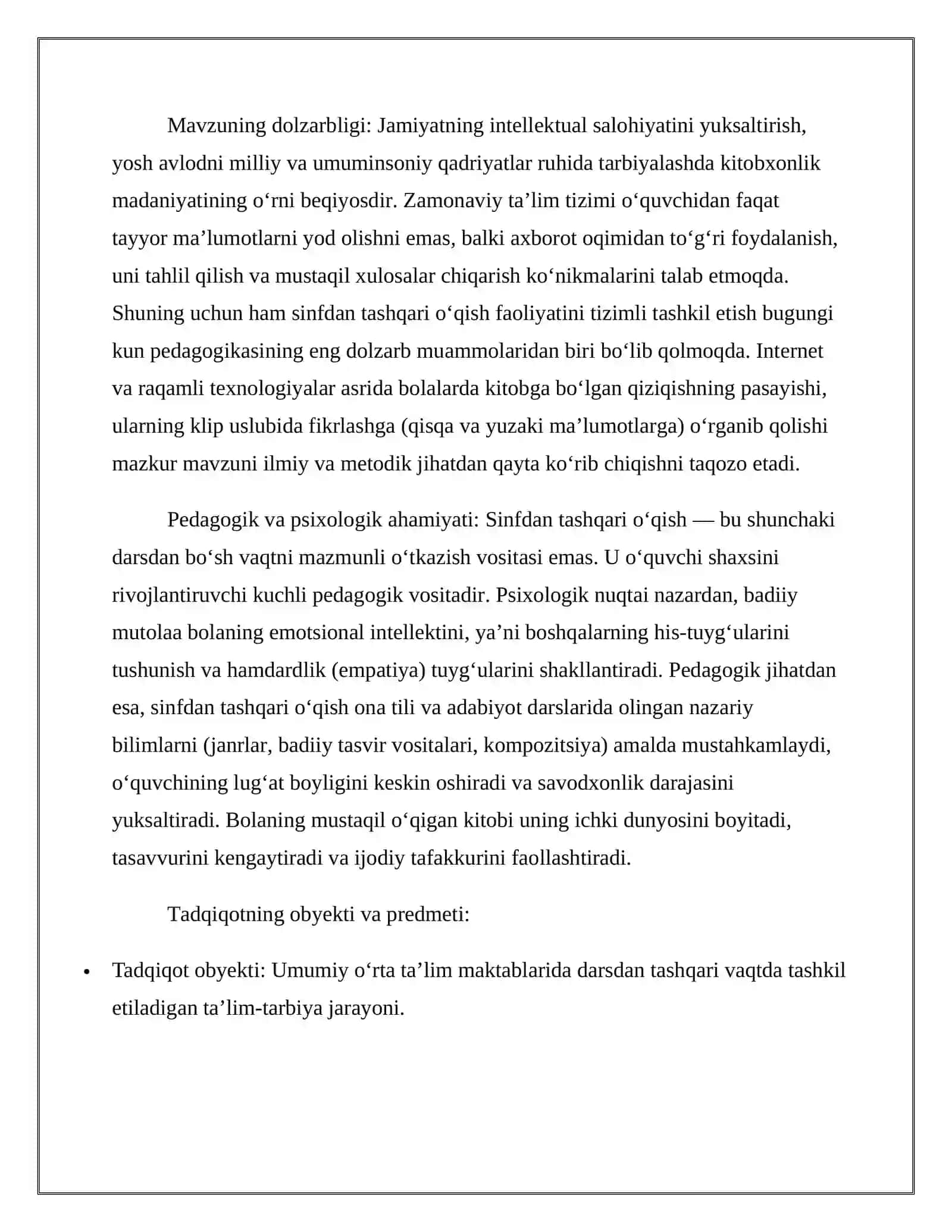 Sinfdan tashqari o‘qish va uni tashkil etish 4