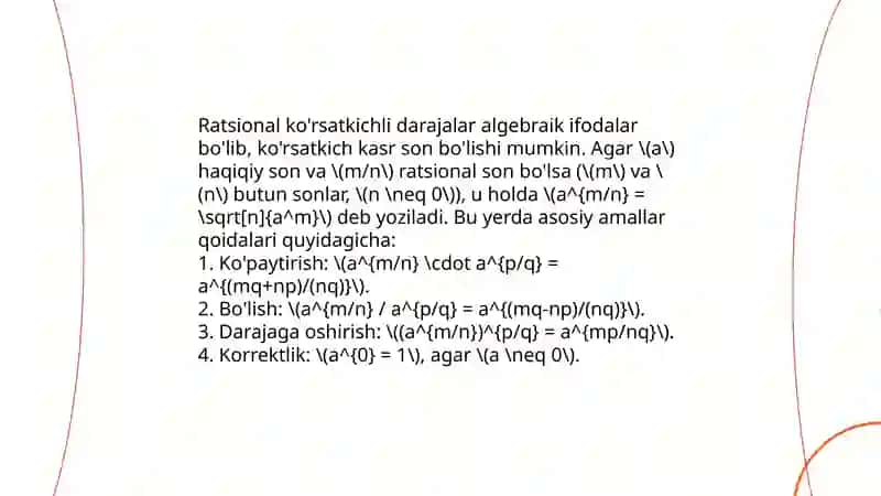 Ratsional ko'ratkichli daraja va uning xossalari 4