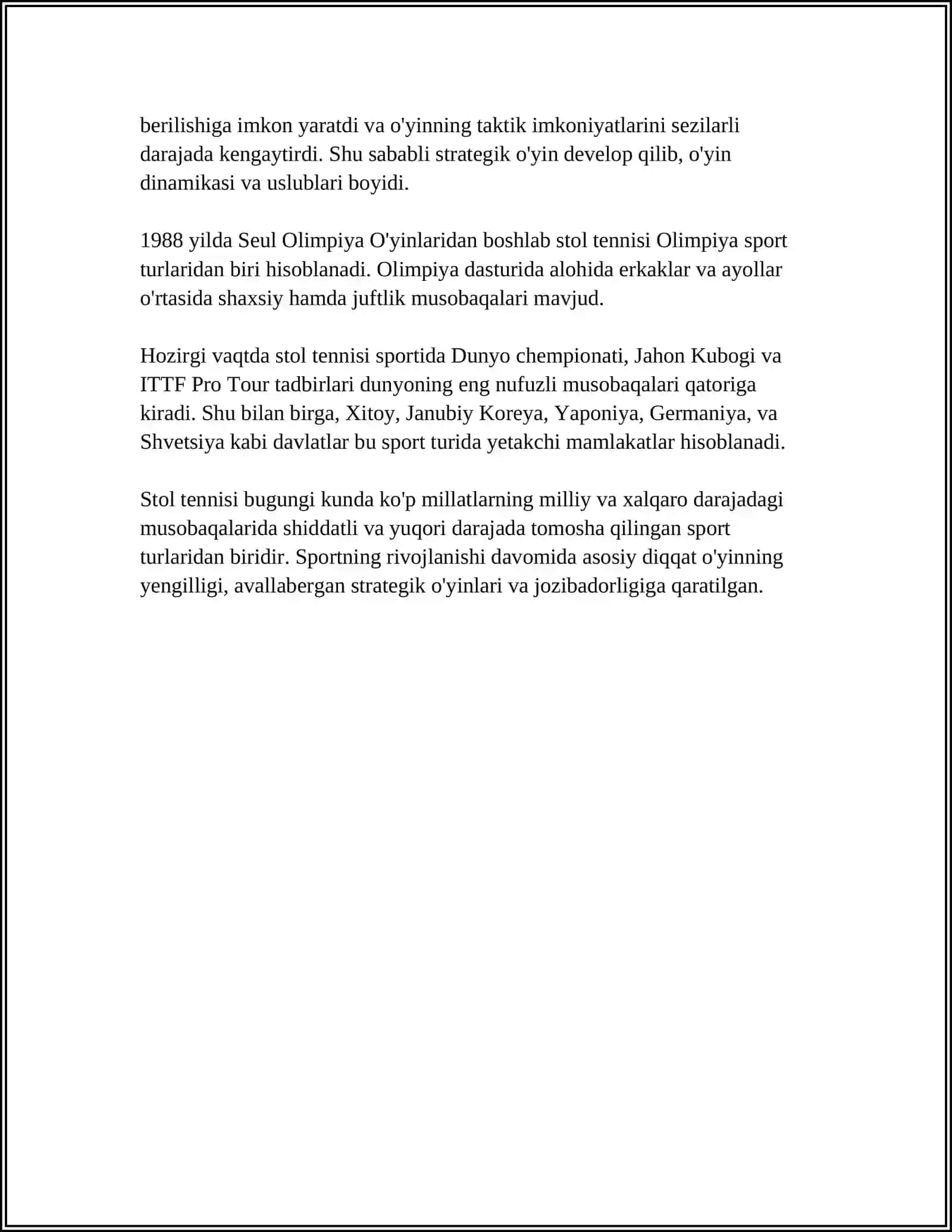 STOL TENNISI ŌYIN QOIDASI 4