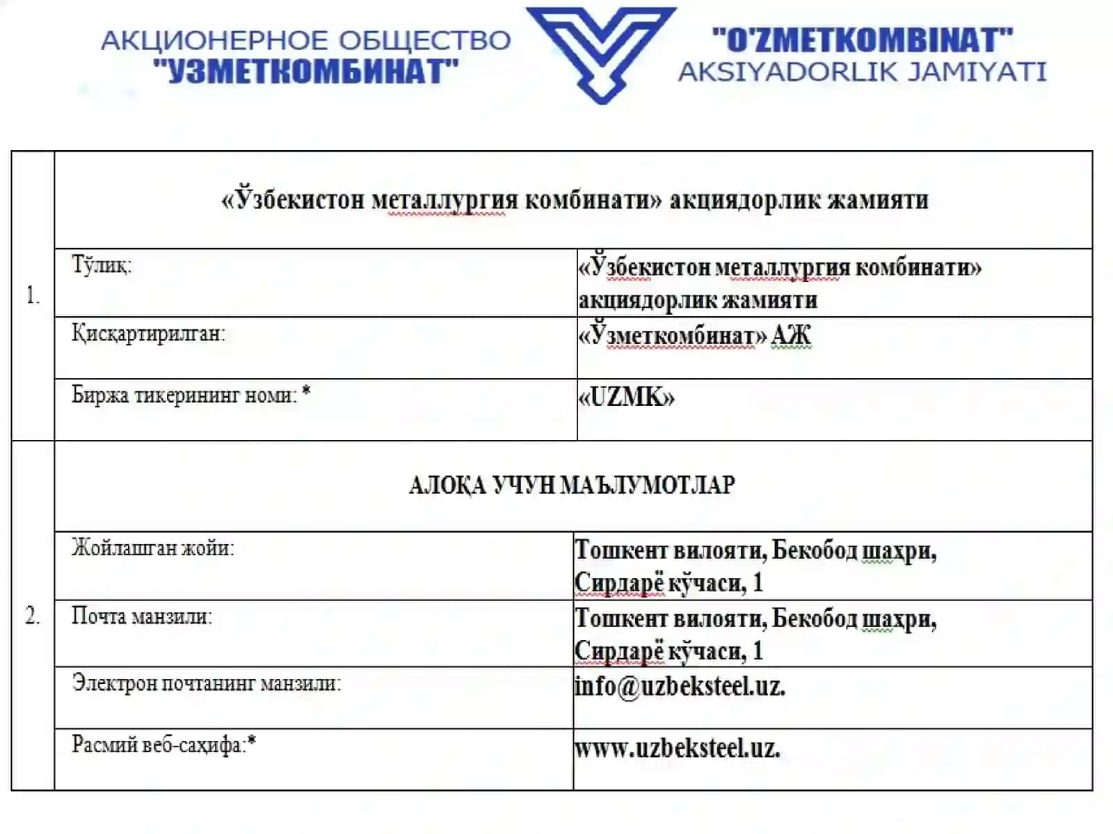 O'zbekiston Metallurgiya Kombinati 4