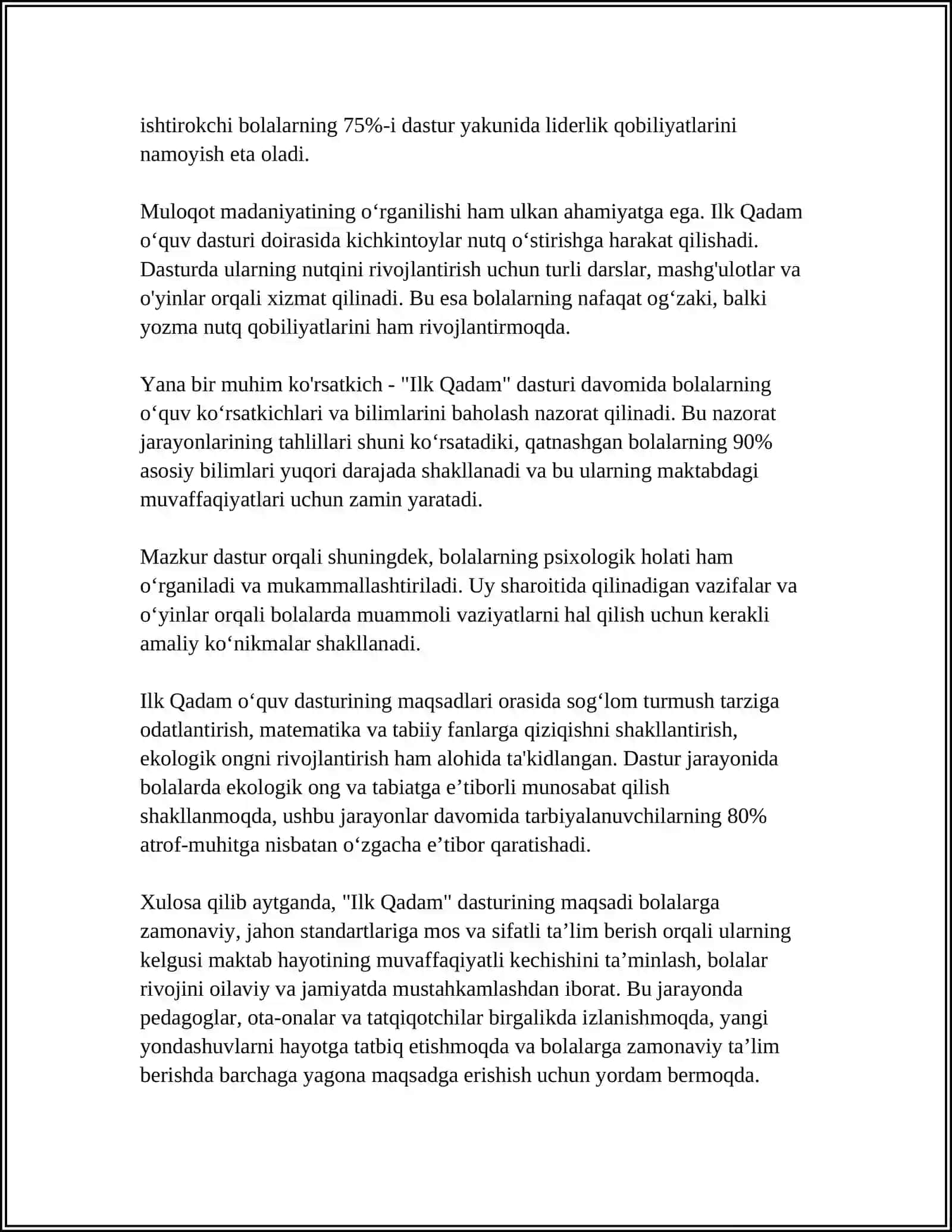 ILK QADAM O'QUV DASTURI HAQIDA MALUMOT 4