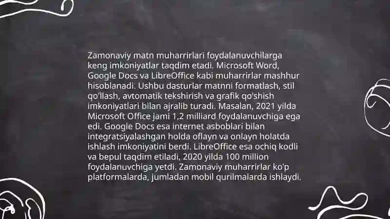 Zamonaviy matn muharriri Microsoft Office, Power point, exsel dasturiy taminoti 4