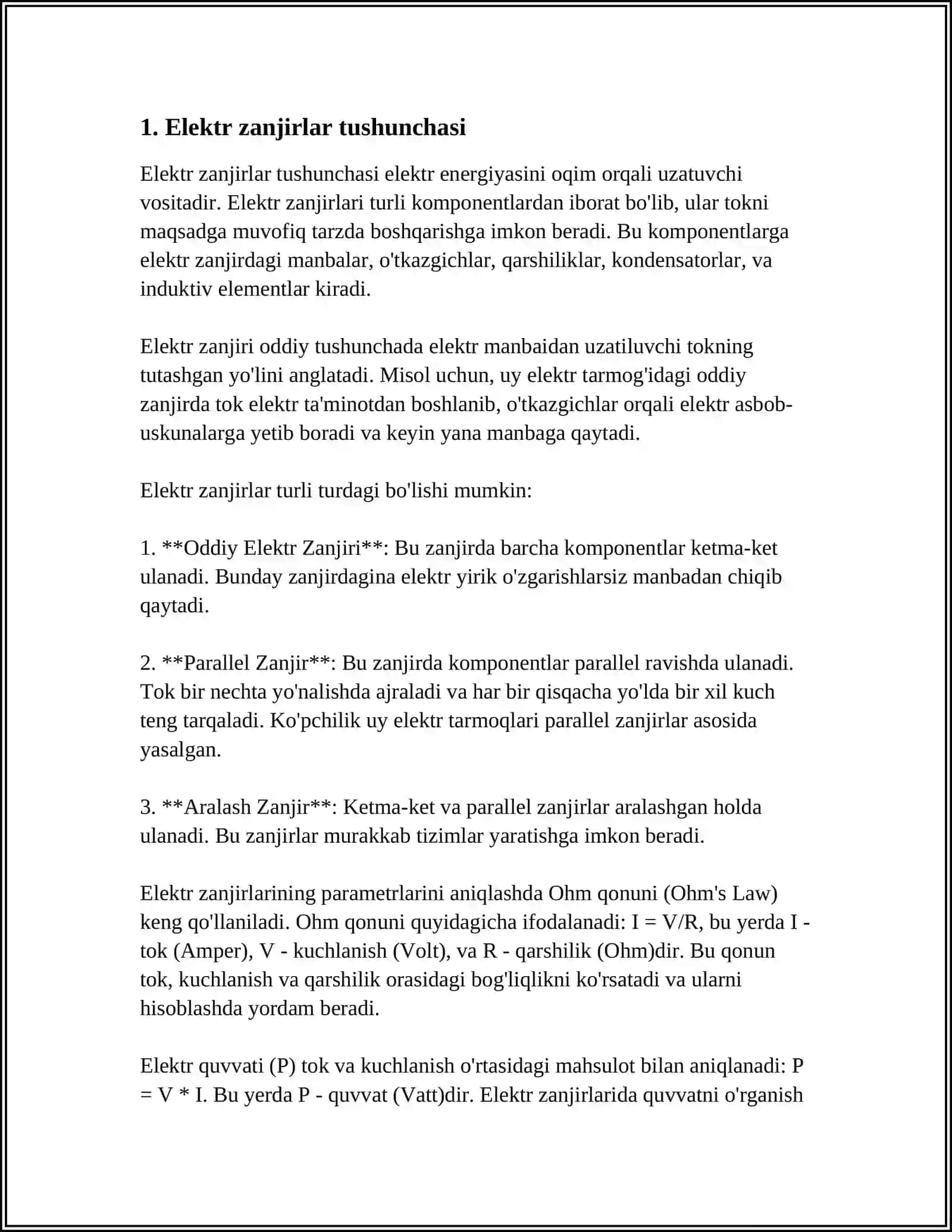 ELEKTR ZANJIRLAR TAHLILIDA INTEGRAL HISOB TADBIQLARI 4