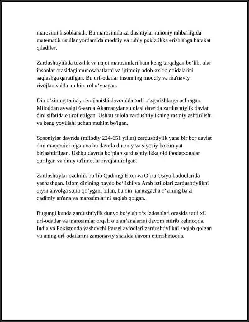 ZARDUSHTIYLIK TAʼLIMOTIDA URUF-ODAT MAROSIMLAR MANAVIY AXLOQIY QARASHLAR 4