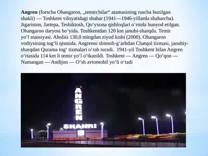 Toshkent viloyati va Angren shahri tarixi 4