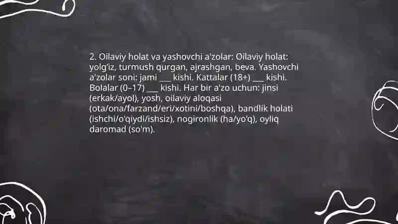 SHAXS EHTIYOJLARINI ANIQLASH BO‘YICHA ANKETA 4