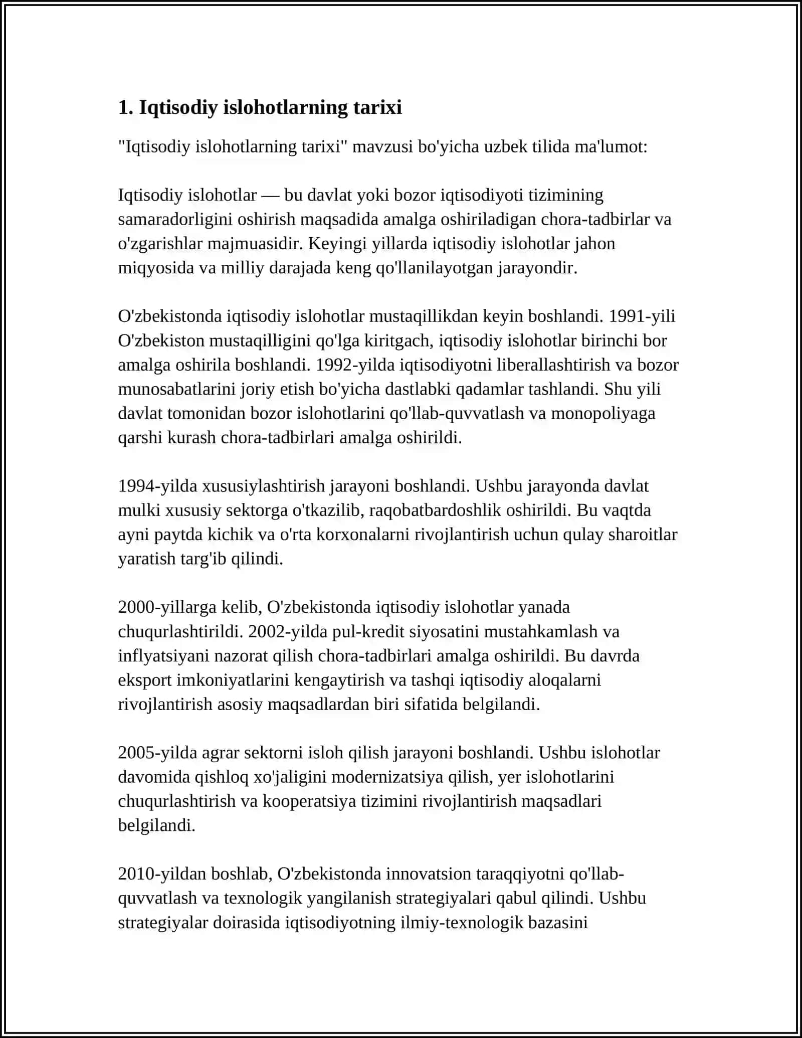 Oʻzbekistonda Iqtisodiy Islohotlar Xususiy Mulkchilikning Shakllanishi 4