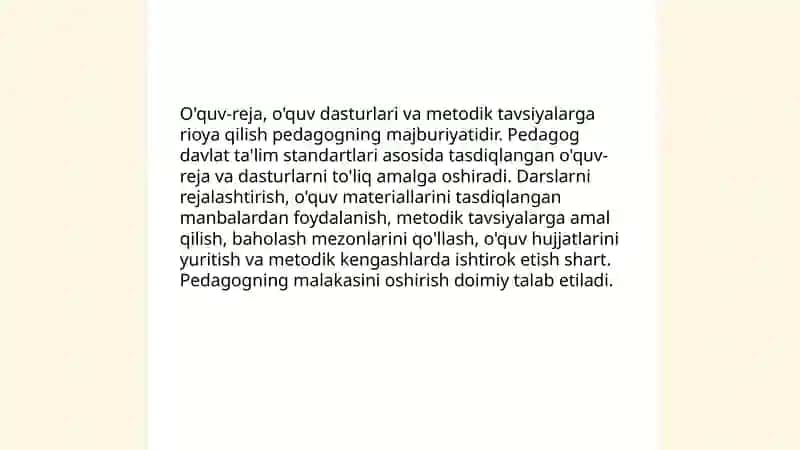 Pedagogikning maqomi to'g'risidagi majburiyatlari 4
