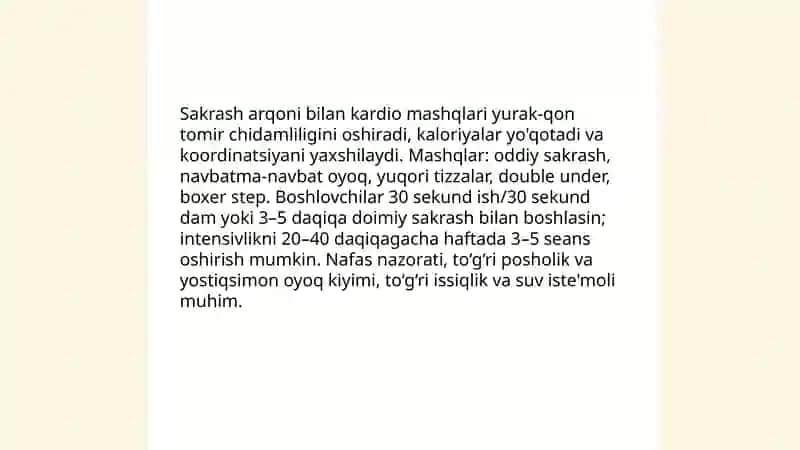 Arqon bilan isinish mashqlari 4