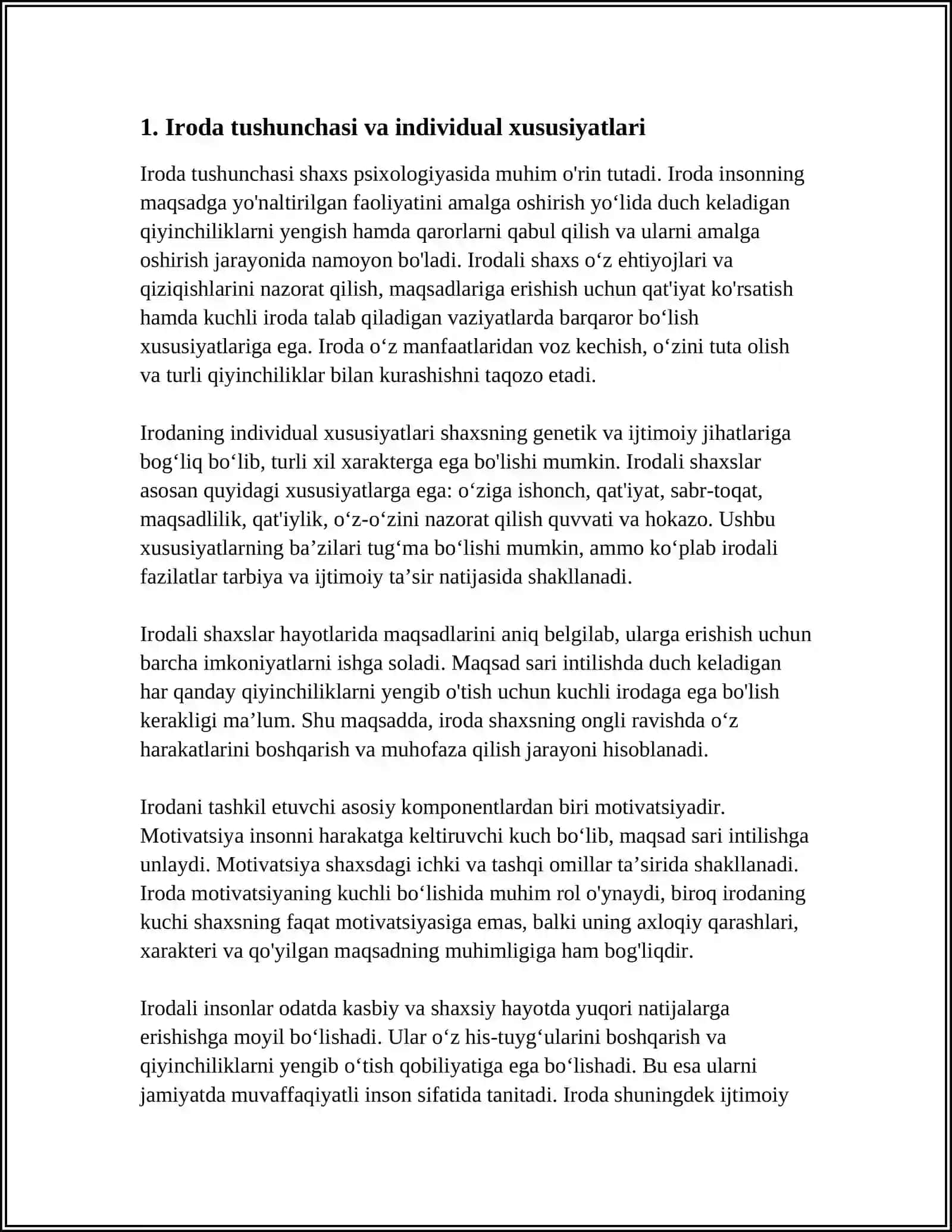 SHAXS IRODASINING INDIVIDUAL XUSUSIYATLARI 4