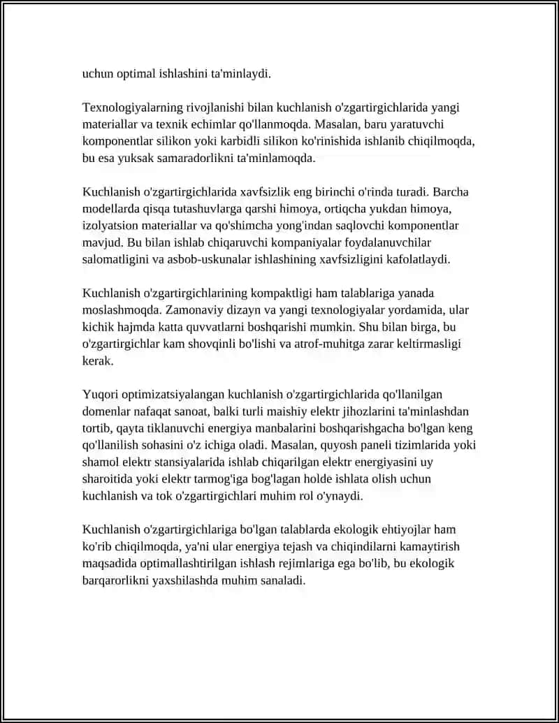 KUCHLANISH,TOKVA QUVVAT OʻZGARTIRGICHLI ISHLATILISHINI VA TUZILISHINI OʻRGANISH VA TAVSIFLARNI TADQIQ ETISH 4