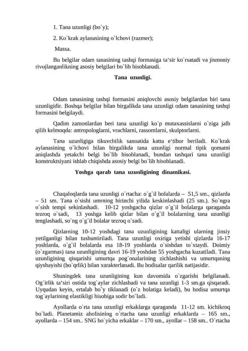Odam tanasining tashqi shaklini ta’riflovchi asosiy morfologik belgilar 4