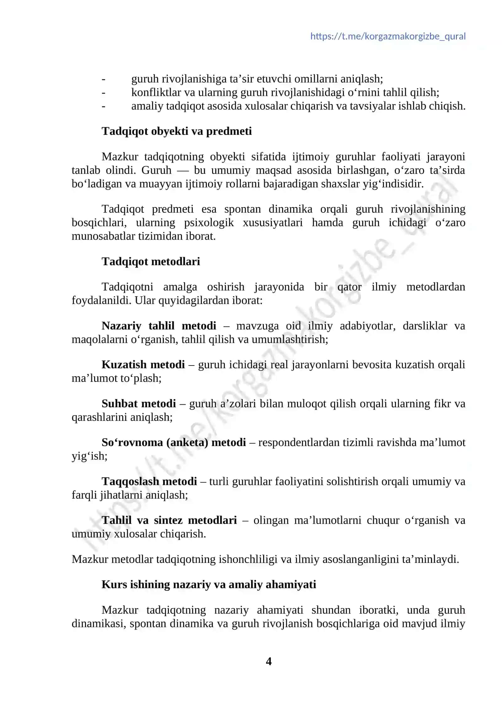 Spontan dinamika orqali guruh rivojlanishining bosqichlari 4