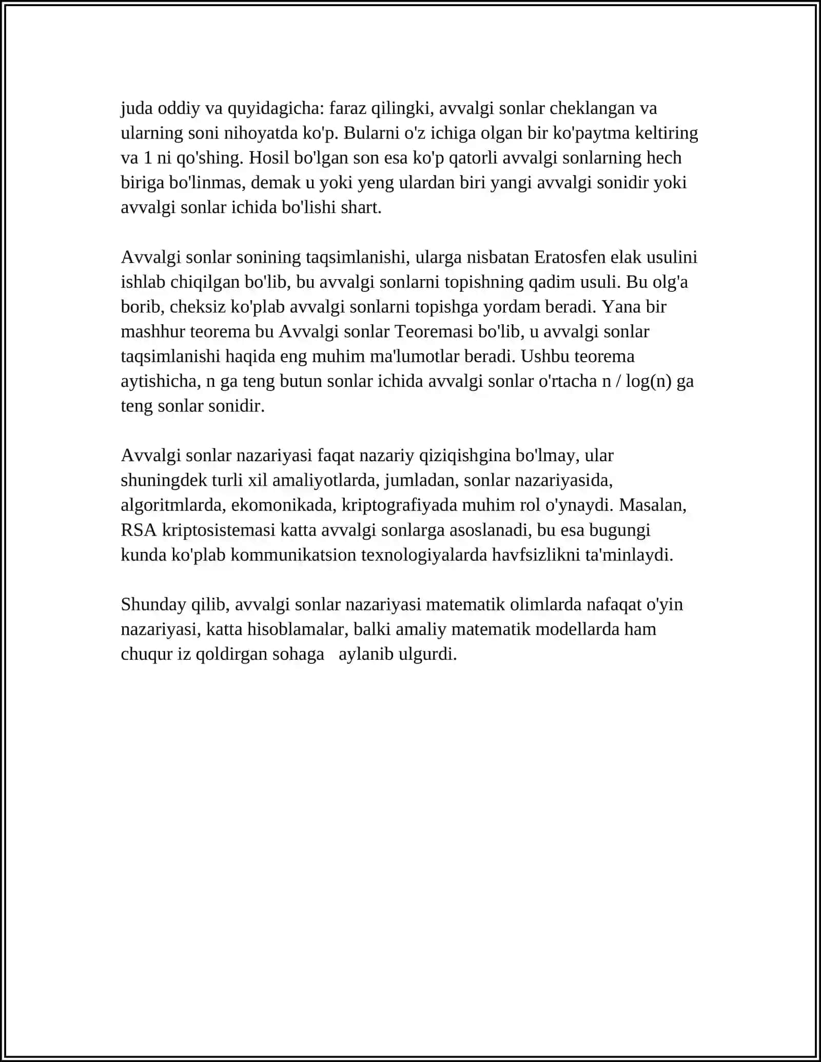 EYLER TEOREMASI HAQIDA MUSTAQIL ISHI YOJU 4