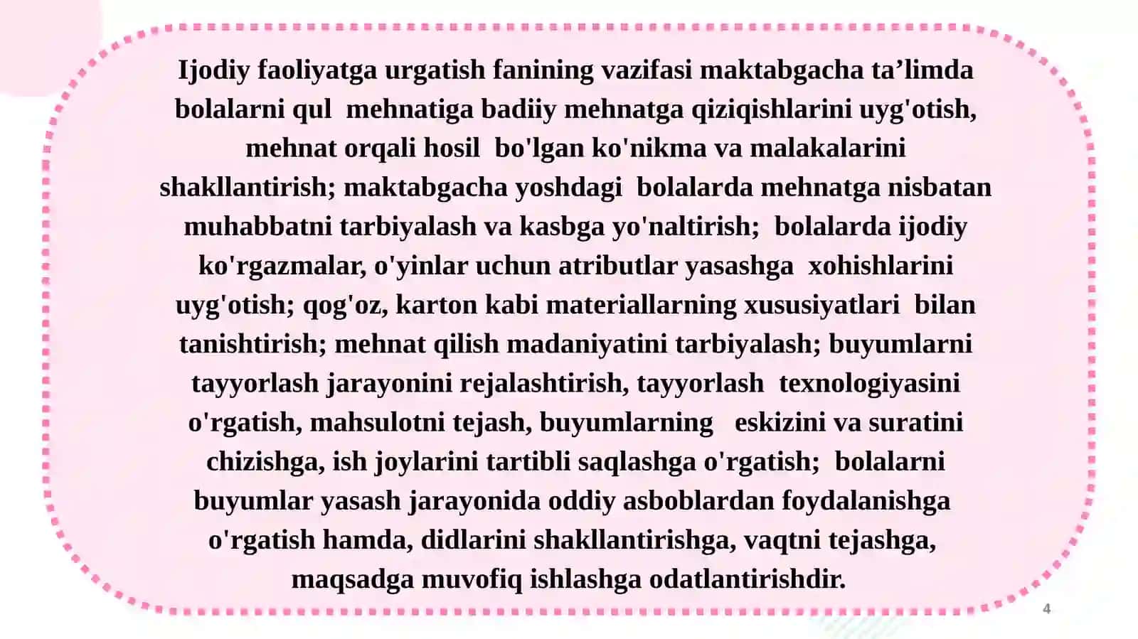 Maktabgacha ta’limda bolalarni ijodiy faoliyatini tashkil qilish texnologiyasi 4