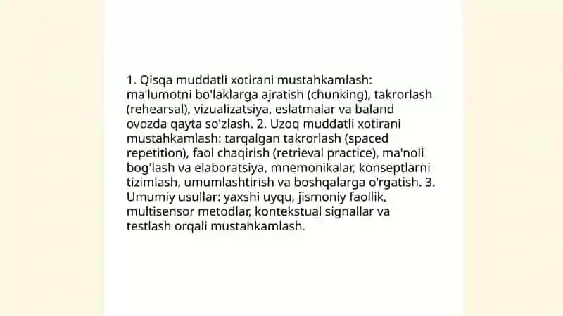 Xotirani oʻqish faoliyatida rivojlantirish 4