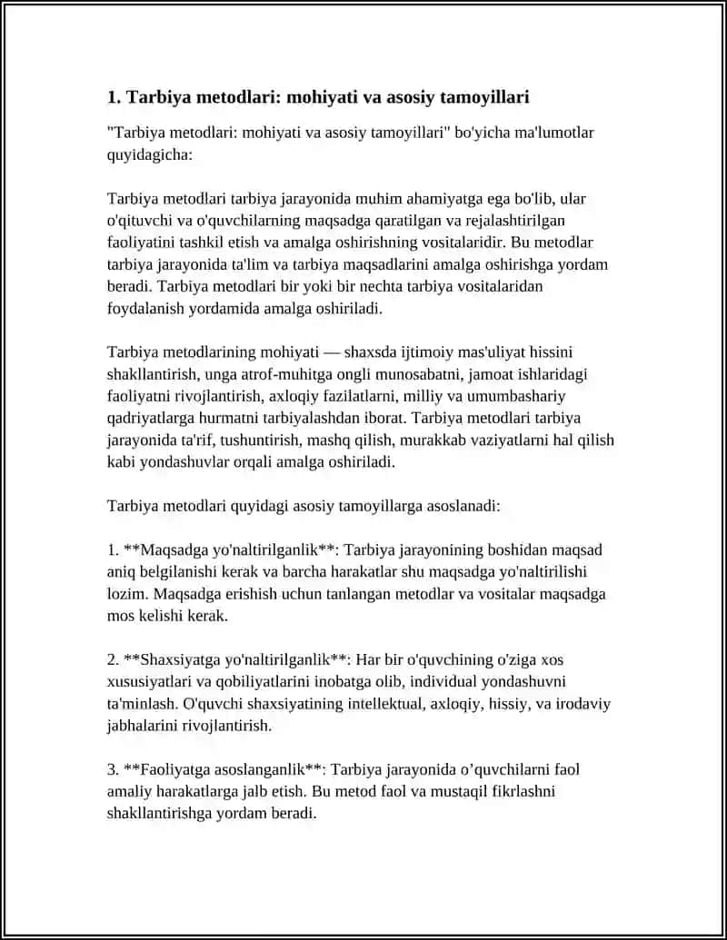TARBIYA METODLARI MOHIYATI VA UNING TASNIFI. IJTIMOIY ONGNI SHAKLLANTIRISH METODLARI. FAOLIYATNI TASHKIL ETISH VA IJTIMOIY XULQ ATVOR MEYORLARINI SHAKLLANTIRISH PEDAGOGIK RAGBATLANTIRISH METODLARI VA XULQ ATVORNI TUZATISH 4